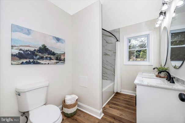 Bathroom, Interior, Marble Walls, Wood Texture Flooring