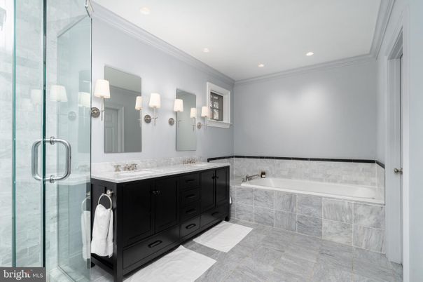 Bathroom, Dual Sink Vanities, Glass Shower, Interior, Recessed Lighting