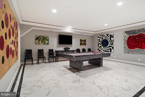 Billiard Table, Game Room, Interior, Marble, Recessed Lighting
