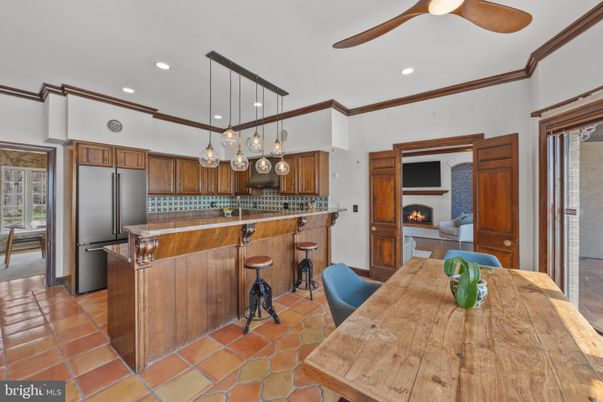 Dining room, Fireplace, Interior, Kitchen, Pendant Lights, Recessed Lighting