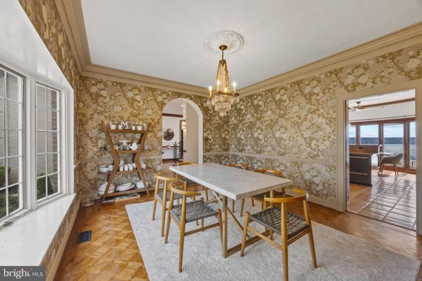 Chandelier, Dining room, Interior, Wood Texture Flooring