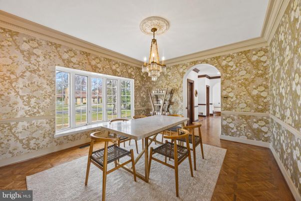 Chandelier, Dining room, Interior, Wood Texture Flooring