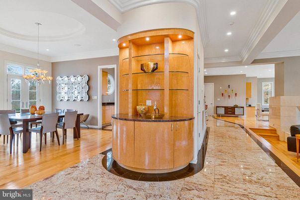 Dining room, Interior, Pendant Lights, Recessed Lighting, Wood Texture Flooring