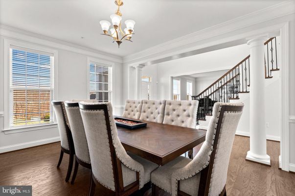 Chandelier, Dining room, Interior, Wood Texture Flooring
