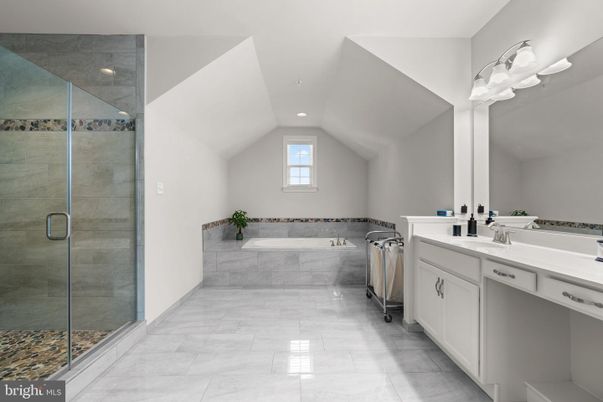 Bathroom, Dual Sink Vanities, Glass Shower, Interior, Recessed Lighting