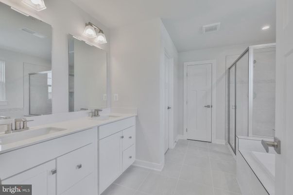 Bathroom, Dual Sink Vanities, Glass Shower, Interior, Recessed Lighting