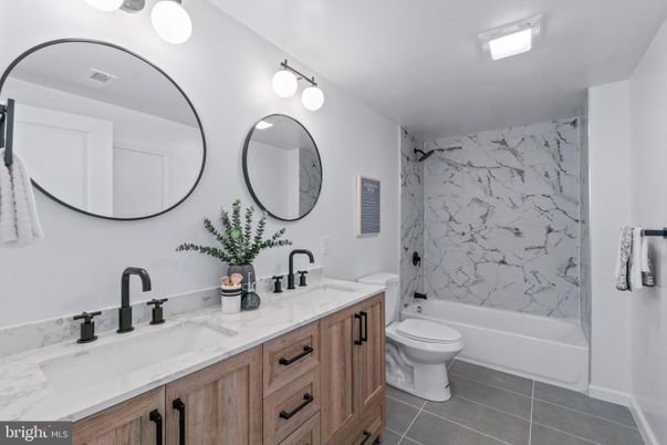Bathroom, Dual Sink Vanities, Interior, Marble Walls