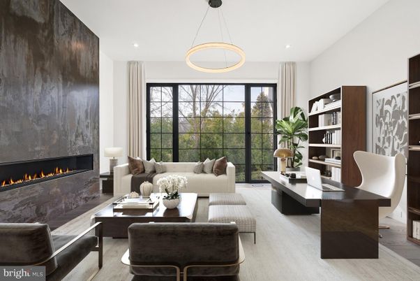 Fireplace, Home Office, Interior, Living room, Pendant Lights, Recessed Lighting