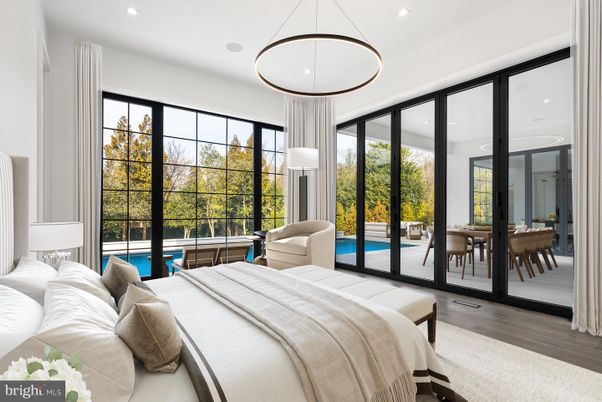 Bedroom, Dining room, Interior, Pendant Lights, Recessed Lighting, Wood Texture Flooring