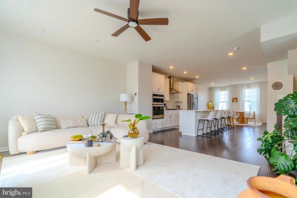 Dining room, Interior, Kitchen, Living room, Recessed Lighting, Stainless Steel Appliances, Wood Texture Flooring