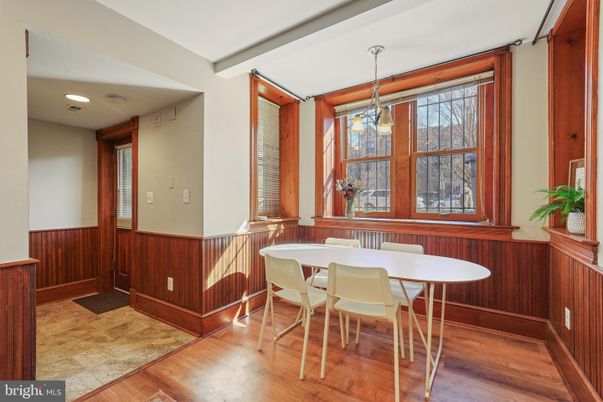 Dining room, Interior, Pendant Lights, Recessed Lighting, Wood Texture Flooring