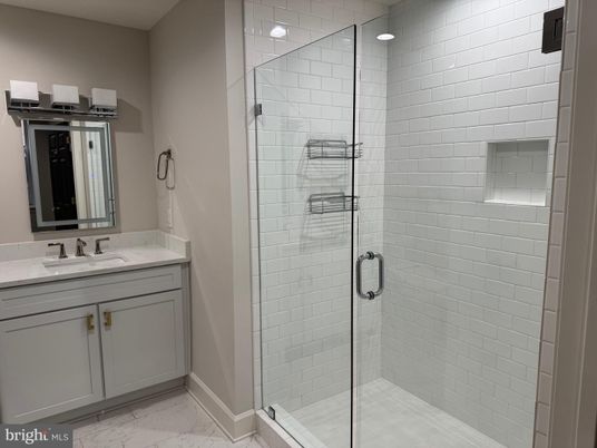 Bathroom, Glass Shower, Interior, Marble, Recessed Lighting