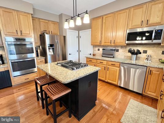 Interior, Kitchen, Pendant Lights, Stainless Steel Appliances, Wood Texture Flooring