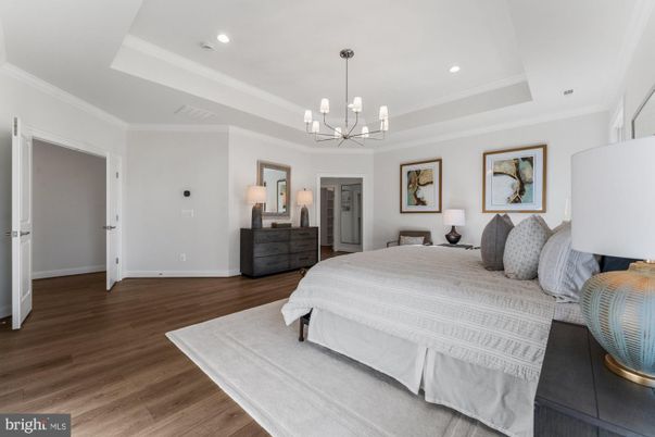 Bedroom, Interior, Pendant Lights, Recessed Lighting, Wood Texture Flooring