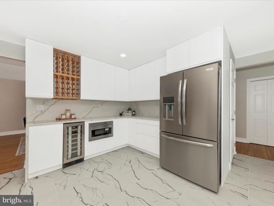 Interior, Kitchen, Marble, Marble Walls, Recessed Lighting, Stainless Steel Appliances