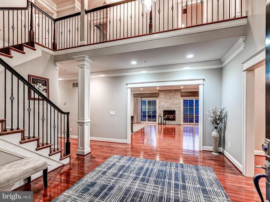 Fireplace, Interior, Recessed Lighting, Stone Walls, Wood Texture Flooring