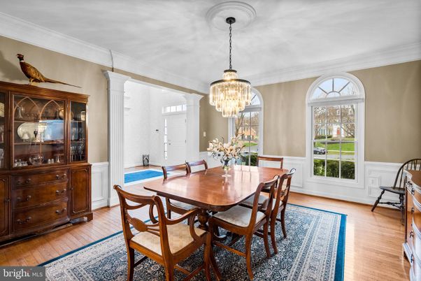 Chandelier, Dining room, Interior, Wood Texture Flooring