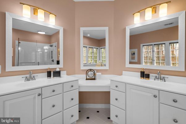Bathroom, Dual Sink Vanities, Glass Shower, Interior