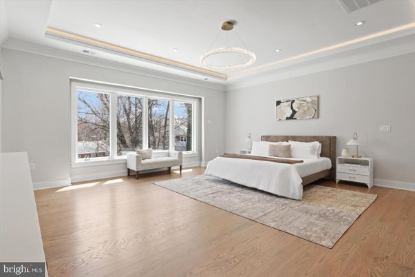 Bedroom, Interior, Pendant Lights, Recessed Lighting, Wood Texture Flooring