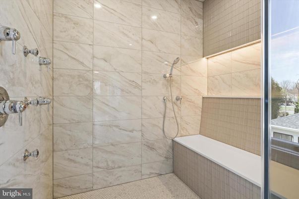 Bathroom, Glass Shower, Interior, Marble Walls