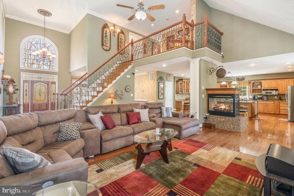 Fireplace, Interior, Kitchen, Living room, Pendant Lights, Recessed Lighting, Wood Texture Flooring