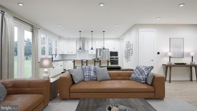 Interior, Kitchen, Living room, Pendant Lights, Recessed Lighting, Stainless Steel Appliances, Wood Texture Flooring