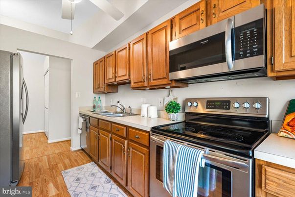 Interior, Kitchen, Stainless Steel Appliances, Wood Texture Flooring