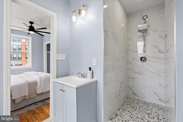 Bathroom, Bedroom, Interior, Marble Walls, Wood Texture Flooring