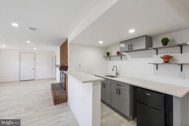 Interior, Kitchen, Recessed Lighting, Wood Texture Flooring