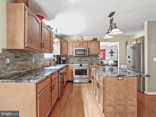 Interior, Kitchen, Pendant Lights, Stainless Steel Appliances, Wood Texture Flooring