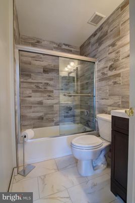 Bathroom, Glass Shower, Interior, Marble, Wooden Walls