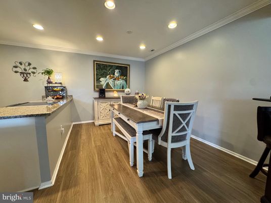 Dining room, Interior, Recessed Lighting, Wood Texture Flooring