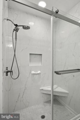 Bathroom, Glass Shower, Interior, Marble Walls, Recessed Lighting