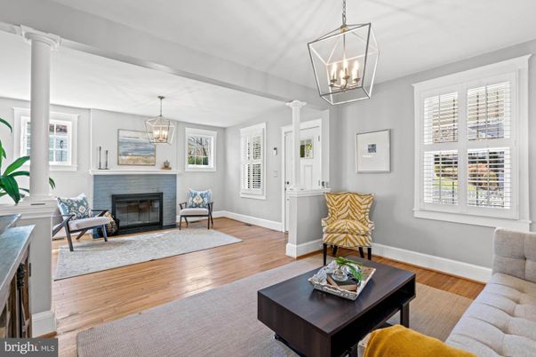 Fireplace, Interior, Living room, Pendant Lights, Wood Texture Flooring