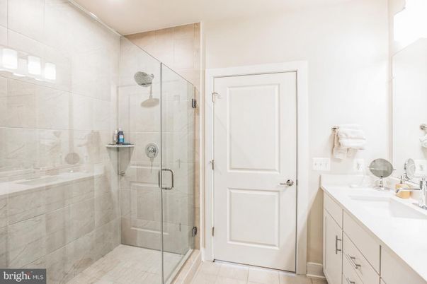 Bathroom, Dual Sink Vanities, Glass Shower, Interior, Recessed Lighting