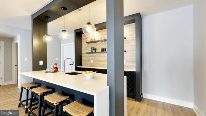 Interior, Kitchen, Pendant Lights, Wood Texture Flooring