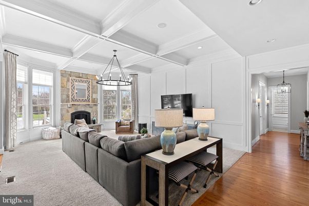 Fireplace, Interior, Living room, Pendant Lights, Recessed Lighting, Wood Texture Flooring