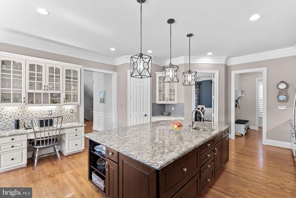 Interior, Kitchen, Pendant Lights, Recessed Lighting, Wood Texture Flooring