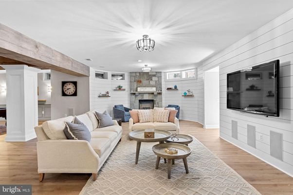 Fireplace, Interior, Living room, Stone Walls, Wood Texture Flooring