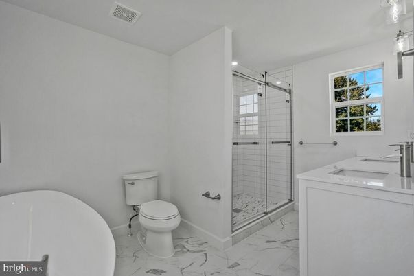 Bathroom, Glass Shower, Interior, Marble, Recessed Lighting