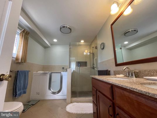 Bathroom, Dual Sink Vanities, Glass Shower, Interior, Recessed Lighting