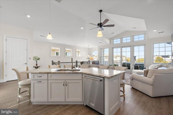 Dining room, Interior, Kitchen, Living room, Pendant Lights, Recessed Lighting, Wood Texture Flooring
