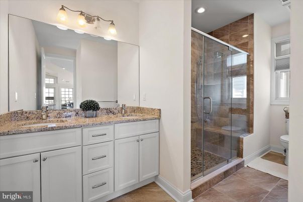Bathroom, Dual Sink Vanities, Glass Shower, Interior, Recessed Lighting