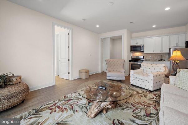 Interior, Kitchen, Living room, Recessed Lighting, Stainless Steel Appliances, Wood Texture Flooring