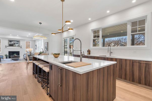 Dining room, Fireplace, Interior, Kitchen, Living room, Pendant Lights, Recessed Lighting, Wood Texture Flooring
