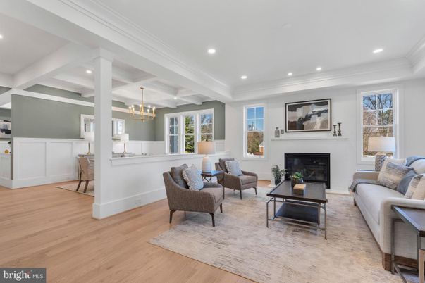 Chandelier, Fireplace, Interior, Living room, Recessed Lighting, Wood Texture Flooring