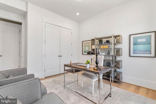 Home Office, Interior, Recessed Lighting, Wood Texture Flooring