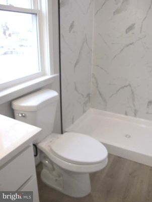 Bathroom, Interior, Marble Walls, Wood Texture Flooring