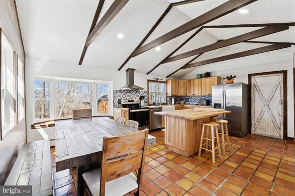 Interior, Kitchen, Recessed Lighting, Stainless Steel Appliances, Wooden Beams