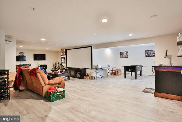 Billiard Table, Game Room, Interior, Recessed Lighting, Wood Texture Flooring